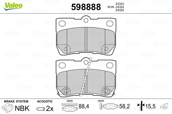 Brake Pad Set, disc brake VALEO 598888