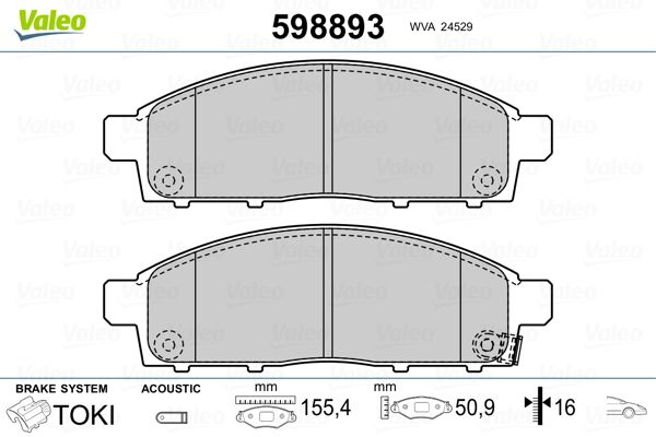 Brake Pad Set, disc brake VALEO 598893