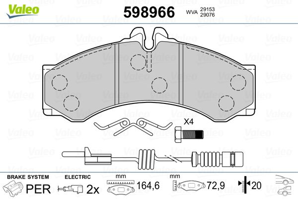 Stabdžių trinkelių rinkinys, diskinis stabdys VALEO 598966