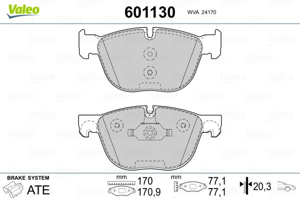 Brake Pad Set, disc brake VALEO 601130