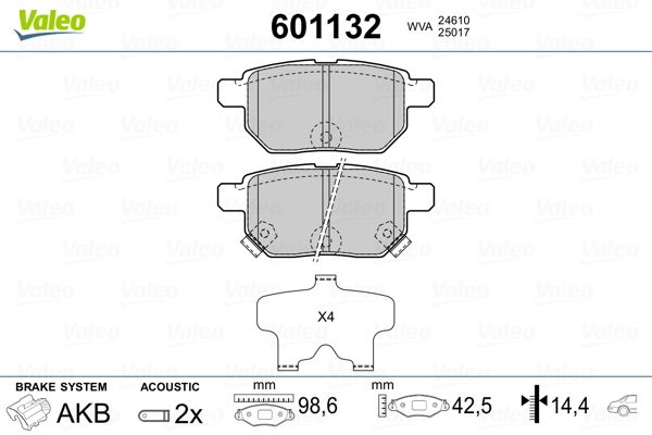 Brake Pad Set, disc brake VALEO 601132