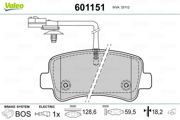 Brake Pad Set, disc brake VALEO 601151