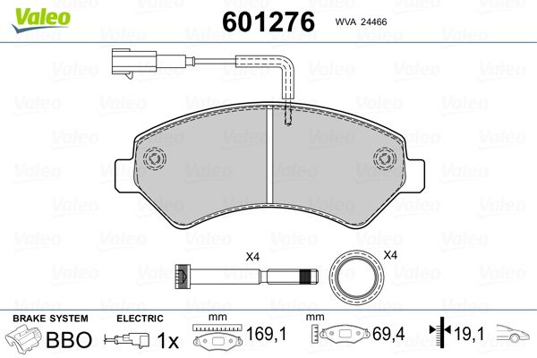 Brake Pad Set, disc brake VALEO 601276