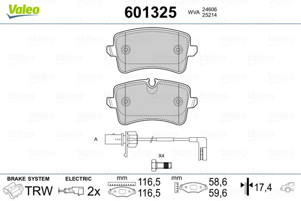 Brake Pad Set, disc brake VALEO 601325