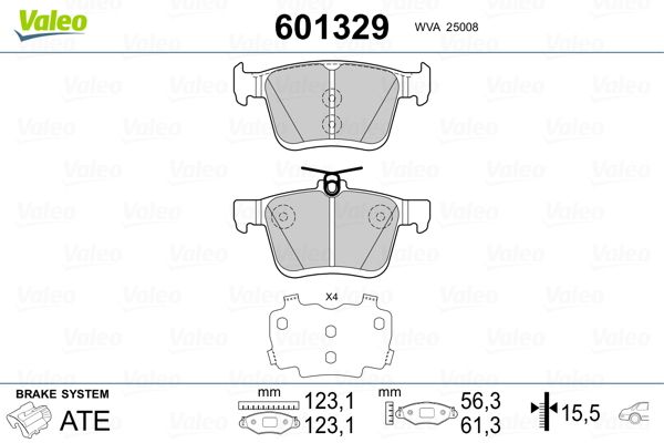 Brake Pad Set, disc brake VALEO 601329