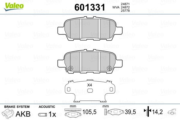 Brake Pad Set, disc brake VALEO 601331