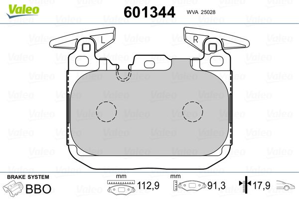 Brake Pad Set, disc brake VALEO 601344