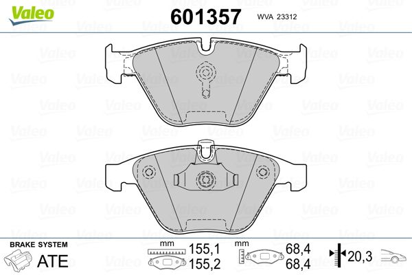 Brake Pad Set, disc brake VALEO 601357