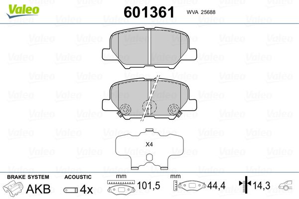 Brake Pad Set, disc brake VALEO 601361