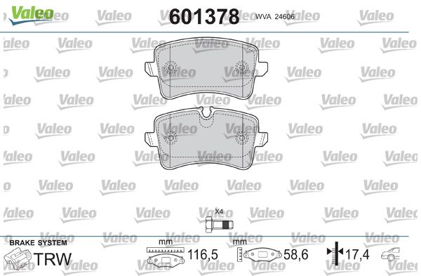 Brake Pad Set, disc brake VALEO 601378