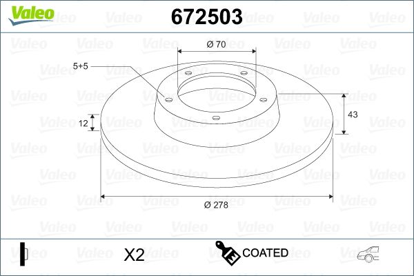 Гальмівний диск VALEO 672503