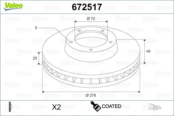 Brake Disc VALEO 672517