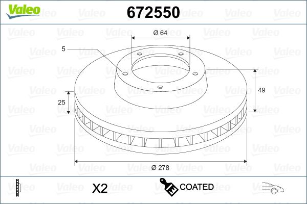 Brake Disc VALEO 672550