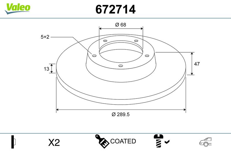 Stabdžių diskas VALEO 672714