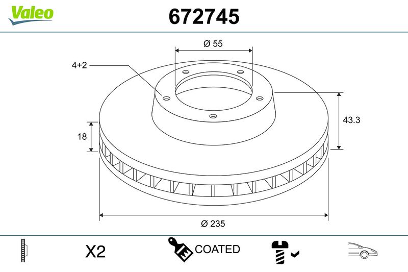 Brake Disc VALEO 672745