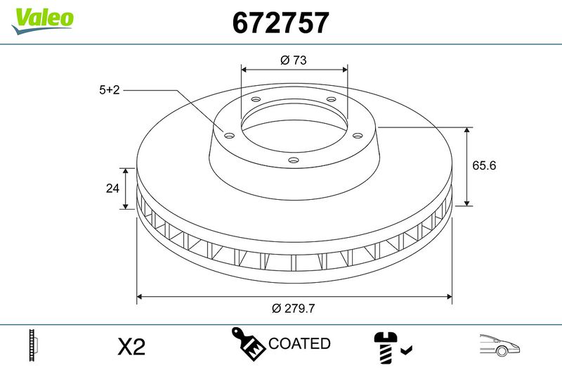 Brake Disc VALEO 672757