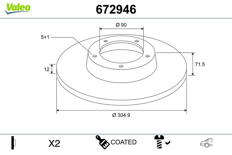 Brake Disc VALEO 672946