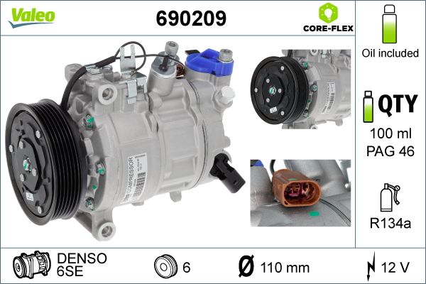 Compressor, air conditioning VALEO 690209