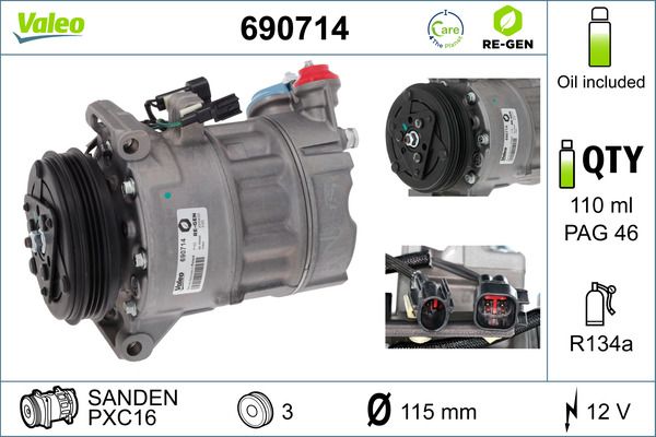 Compressor, air conditioning VALEO 690714