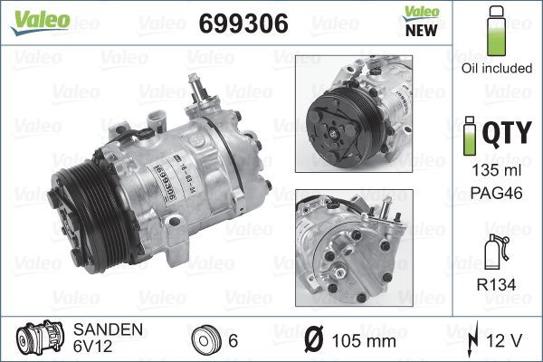 Compressor, air conditioning VALEO 699306