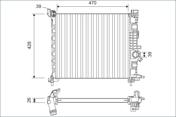 Radiator, engine cooling VALEO 701166