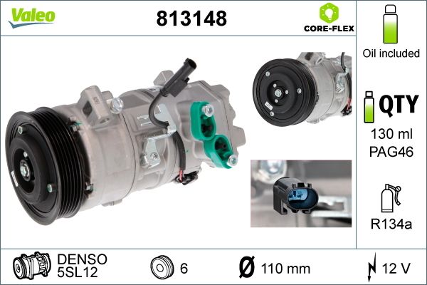 Compressor, air conditioning VALEO 813148