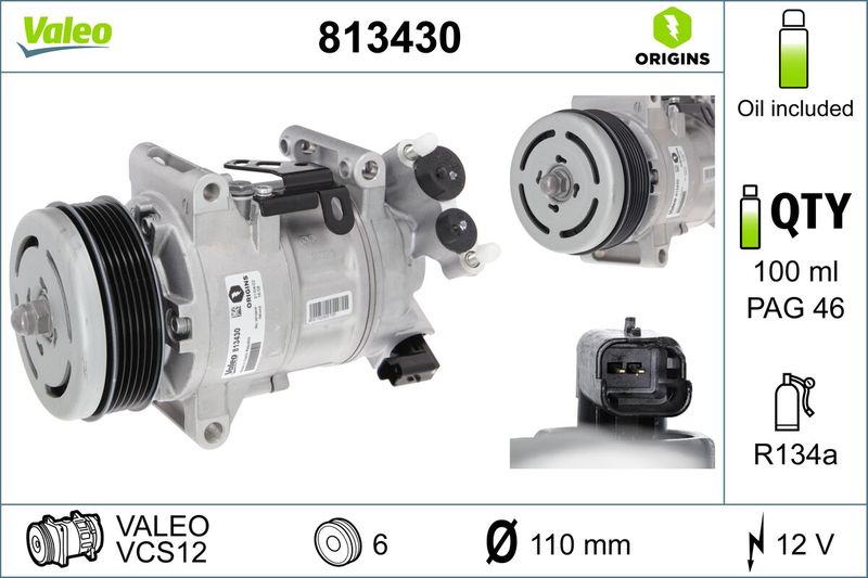 Compressor, air conditioning VALEO 813430