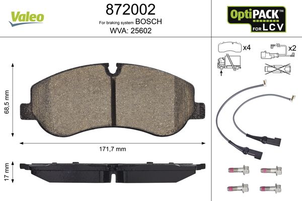 Stabdžių trinkelių rinkinys, diskinis stabdys VALEO 872002