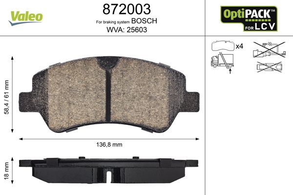 Brake Pad Set, disc brake VALEO 872003