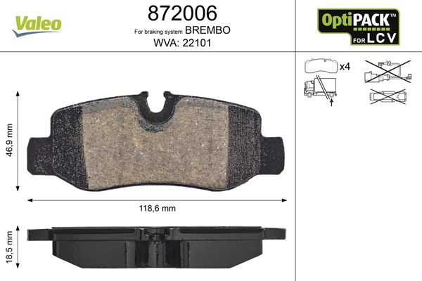 Brake Pad Set, disc brake VALEO 872006