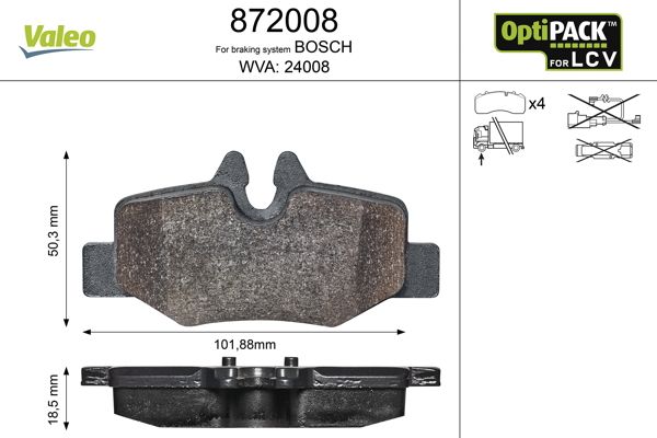 Brake Pad Set, disc brake VALEO 872008