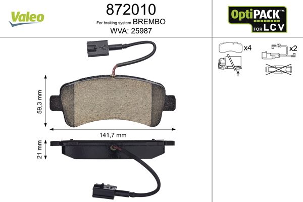 Brake Pad Set, disc brake VALEO 872010