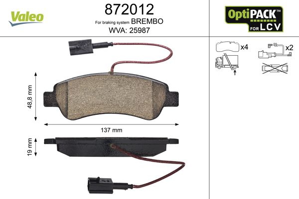 Brake Pad Set, disc brake VALEO 872012