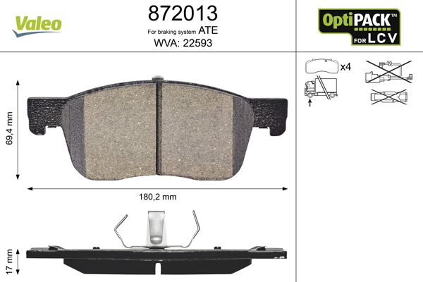 Brake Pad Set, disc brake VALEO 872013