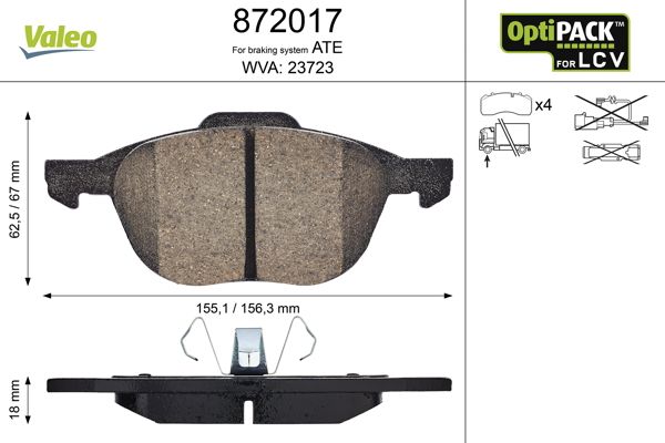 Brake Pad Set, disc brake VALEO 872017