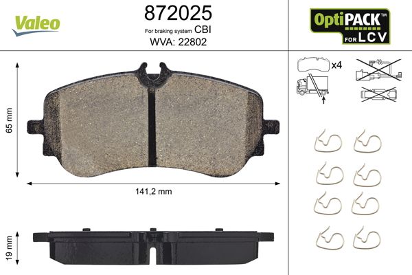 Brake Pad Set, disc brake VALEO 872025