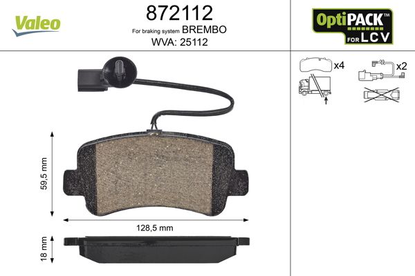 Brake Pad Set, disc brake VALEO 872112