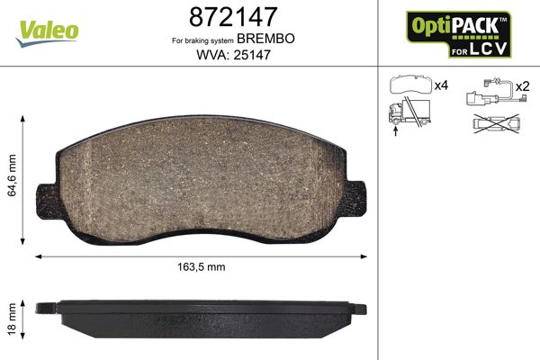 Brake Pad Set, disc brake VALEO 872147