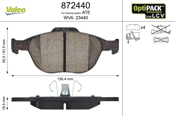 Brake Pad Set, disc brake VALEO 872440