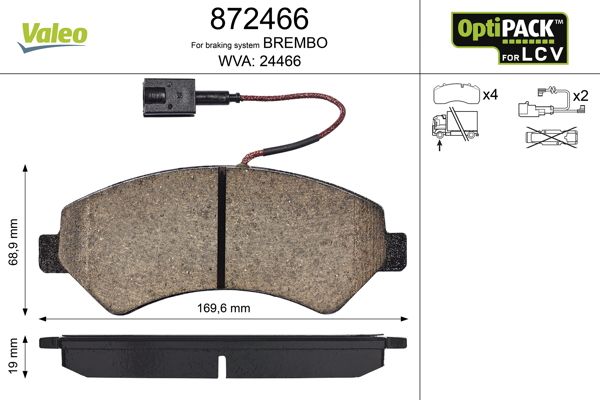 Brake Pad Set, disc brake VALEO 872466