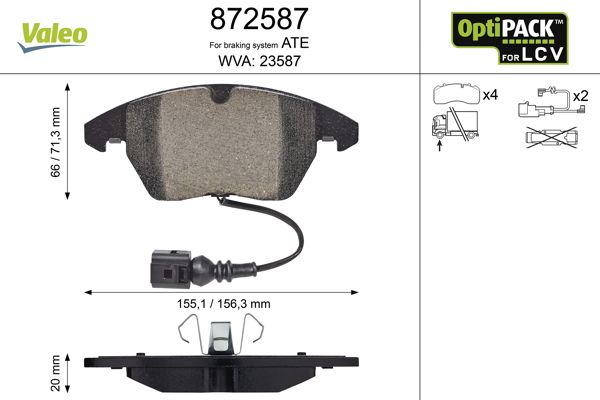 Brake Pad Set, disc brake VALEO 872587