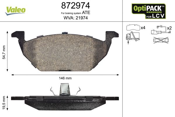 Brake Pad Set, disc brake VALEO 872974