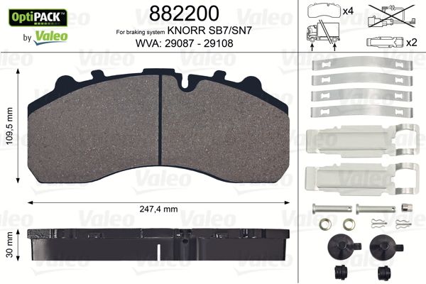 Brake Pad Set, disc brake VALEO 882200