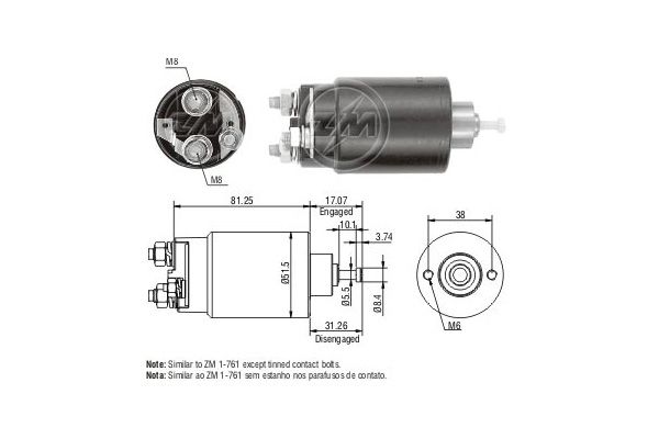 Solenoidinis jungiklis, starteris ERA ZM761