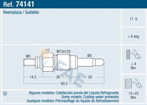 Glow Plug FAE 74141