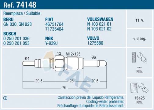 Glow Plug FAE 74148