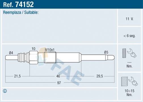 Glow Plug FAE 74152