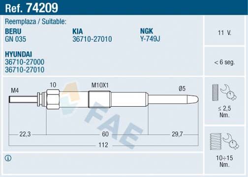 Glow Plug FAE 74209