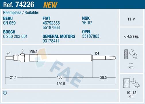 Glow Plug FAE 74226