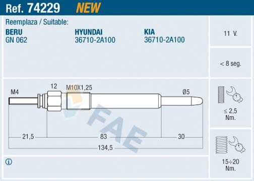 Glow Plug FAE 74229